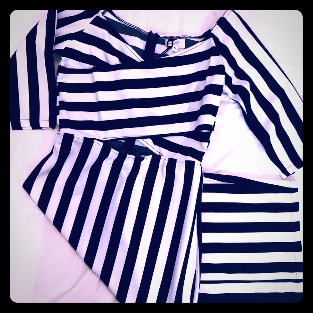 Striped mid-length dress